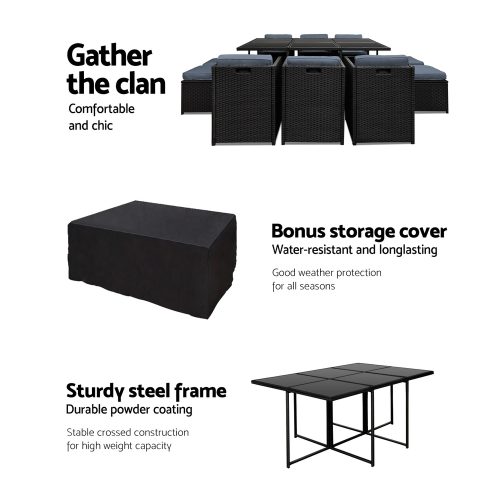 Black wicker dining set