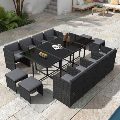 Black wicker dining set