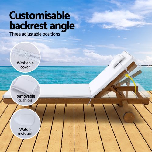 Day Bed Wheel Patio White