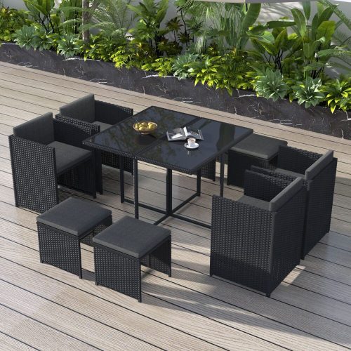 Elegant Black Dining Set for Outdoors