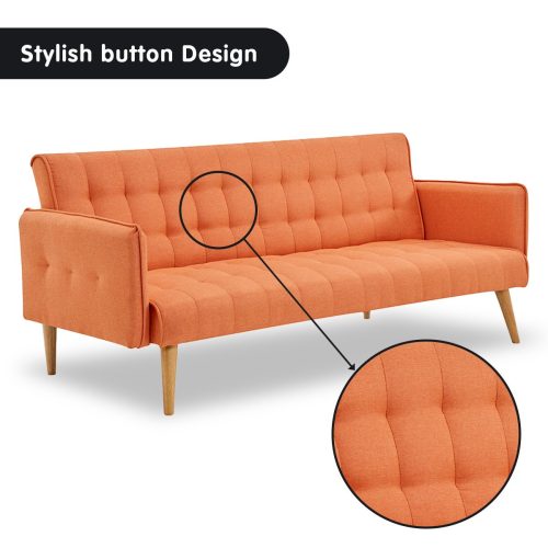 Fabric Sofa Bed Couch Armrest Orange