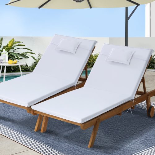 Gardeon 2x Sun Lounge Wooden Lounger