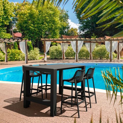 Siesta 5 Piece Outdoor Bar Table Setting with Air Bar Stools black