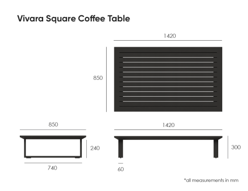 VivaraCoffeeTable142x85Measurements