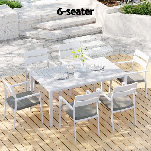 White patio dining set