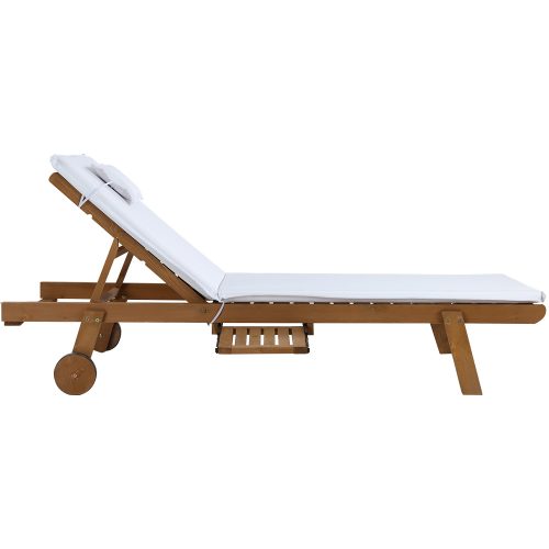 Wooden Lounger Outdoor Furniture Day Bed Wheel Patio White