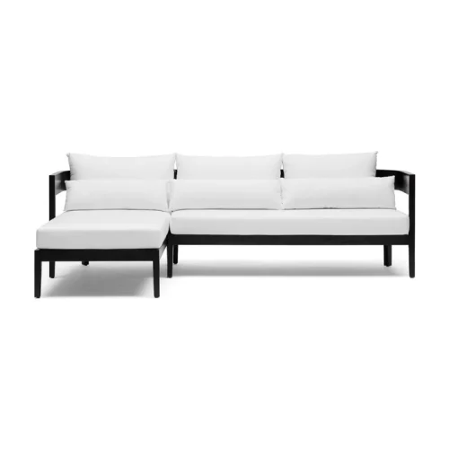 Avoca Outdoor Sofa Black White Left Chaise