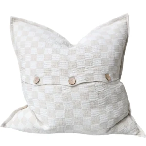 Annecy Check Linen Cotton Cushion 55cm Square