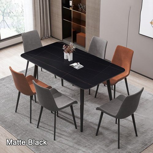 Black Minimalist Slate Kitchen Dining Table