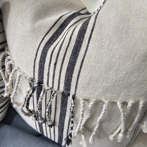 Black striped cushion