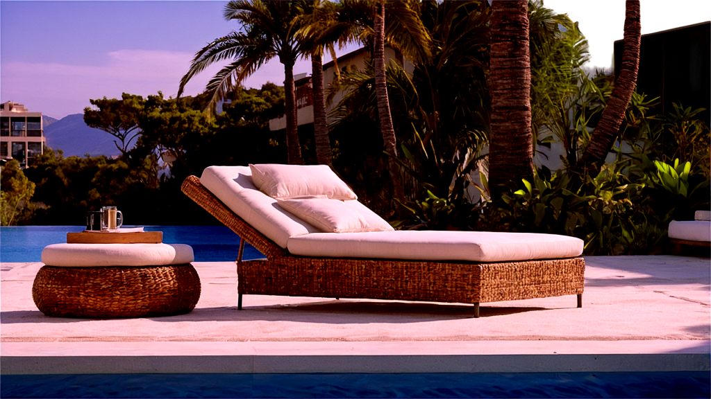 Cushioned lounge chairs