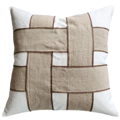 Dénpasar Intertwined Linen Cushion 55cm Square - White