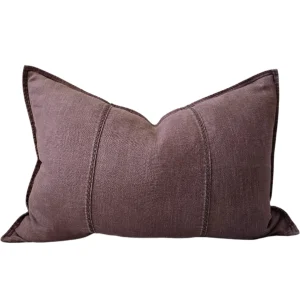 Eveleigh Stonewashed Linen Cotton Cushion 40x60cm Lumbar - Chocolate Brown