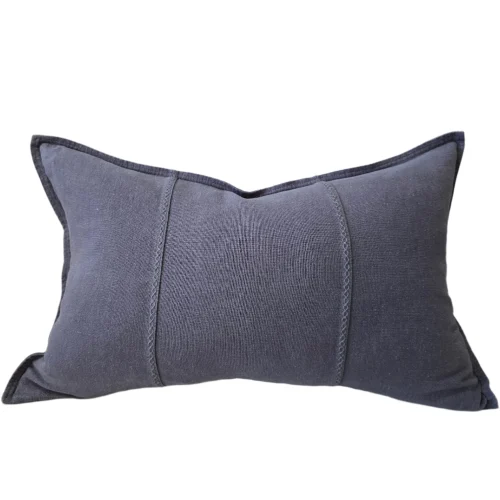 Eveleigh Stonewashed Linen Cotton Cushion 40x60cm Lumbar - Cornflower Blue