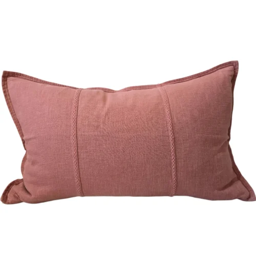 Eveleigh Stonewashed Linen Cotton Cushion 40x60cm Lumbar - Rose Pink