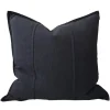 Eveleigh Stonewashed Linen Cotton Cushion 55cm Square - Black