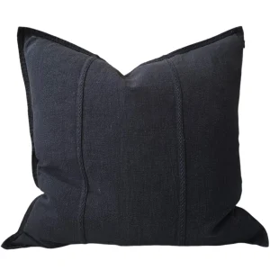 Eveleigh Stonewashed Linen Cotton Cushion 55cm Square - Black