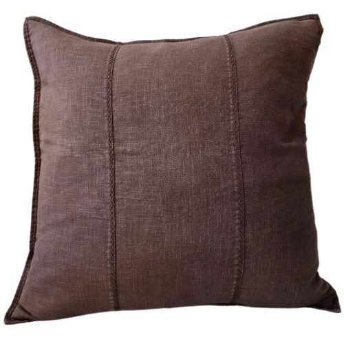 Eveleigh Stonewashed Linen Cotton Cushion 55cm Square - Chocolate Brown