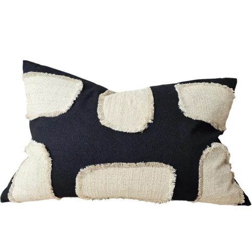 Fia Linen Cotton Cushion 40x60cm Lumbar - Black