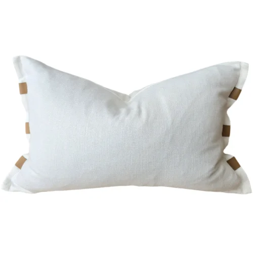 Florrie Linen Cotton Cushion 40x60cm Lumbar - White