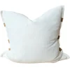 Florrie Linen Cotton Cushion 55cm Square - White | Leather