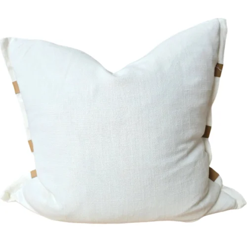 Florrie Linen Cotton Cushion 55cm Square - White