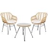 Gardeon 3PC Outdoor Furniture Bistro Set Lounge Setting Table Chairs Cushion Patio Grey
