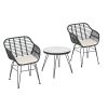 Gardeon 3PC Outdoor Furniture Bistro Set Lounge Setting Table Chairs Cushion Patio Slate