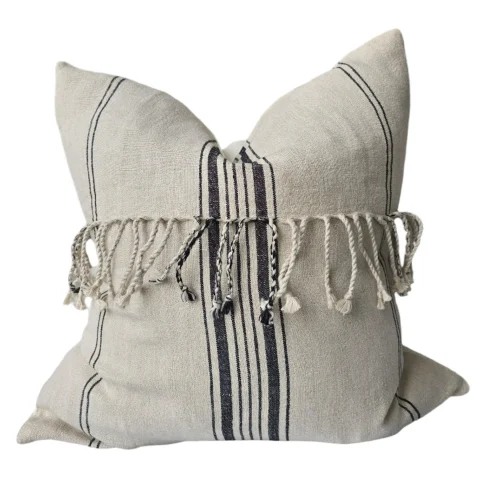 Malibu Breeze Linen Cushion 50cm Square - Tassel Natural