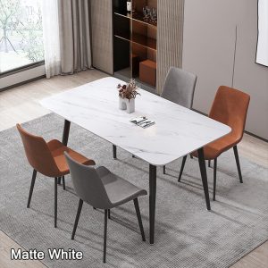 Matte White Minimalist Slate Kitchen Dining Table