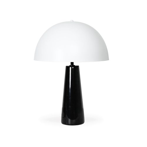 Mila Table Lamp – Black Marble – White Shade