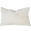 Millard Jacquard Linen Cushion 40x60cm Lumbar - Gassin White with Black Piping