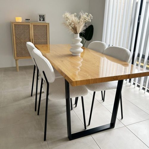 Natural wood dining table