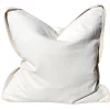 Reine Linen Cushion 55cm Square - White with Natural Border