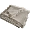 Riviera Heavy Weight Texture French Linen Fringed Edge Massive Throw Bedcover 140cm x 230cm- Oatmeal