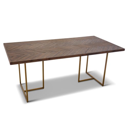 Tuberose Dining Table 180cm Solid Acacia Wood Home Herringbone Parquet - Brown