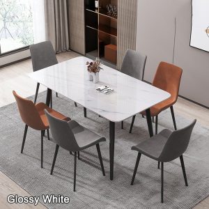 White Minimalist Slate Kitchen Dining Table