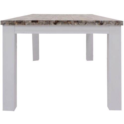 White brush dining table