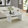 Coffee Table Sintered Stone Top MDF Table Base Glossy White