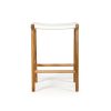 Pasadena Leather Saddle Stool – White – Flat