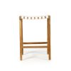 Pasadena Leather Saddle Stool – White – Woven