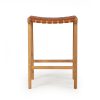 Pasadena Leather Saddle Stool – Woven Tan