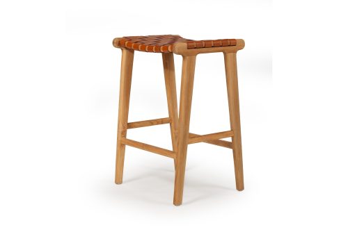 Wooden frame leather stool