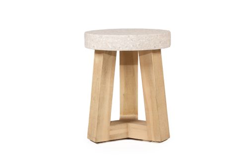 eTerrazzo Elkstone Stool – Ivory Coast with Ivory Washed Legs