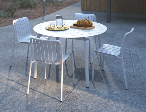 white-round-outdoor-table