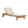 Cannes Sling Sunbed - White - Natural Teak