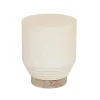 Mauritius Drum Side Table - White Fleck - Aged Teak