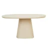 Valencia Curve Dining Table - Faux White Travertine - Beige