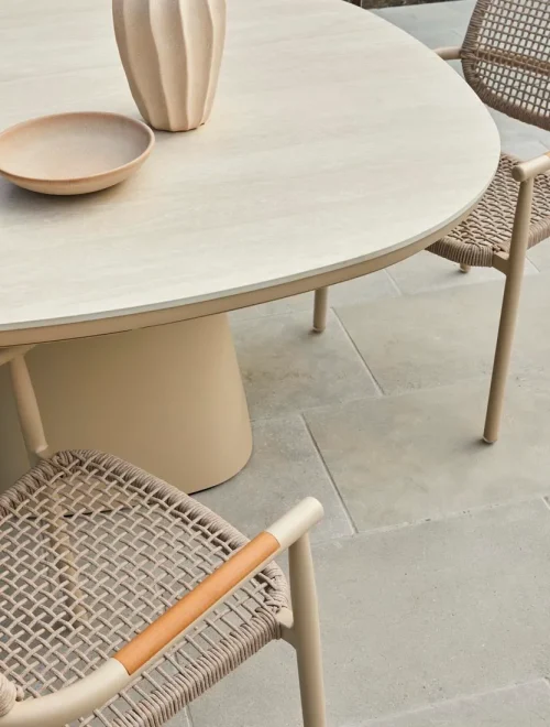 White travertine dining table