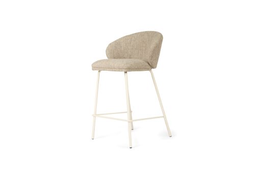 Anders Counter Stool – Pebble Upholstery with White Legs